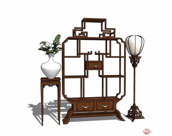 古典中式风格柜子博古架素材su模型