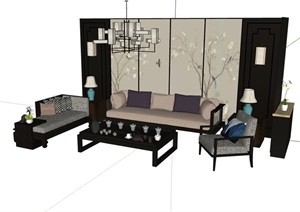 沙发、桌椅、柜子、灯饰详细完整设计SU(草图大师)模型