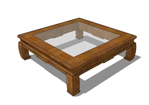 详细的木质小茶几桌子SU(草图大师)模型