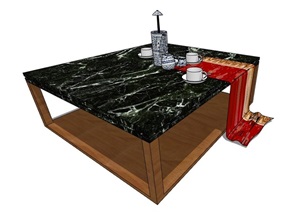 详细的茶几桌子完整设计SU(草图大师)模型