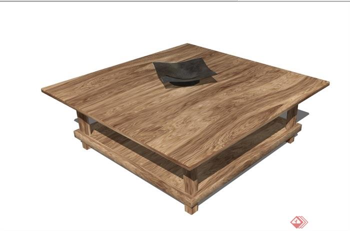详细的木质完整的茶几桌子su模型