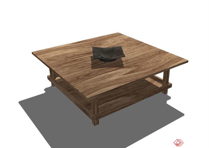 详细的木质完整的茶几桌子su模型