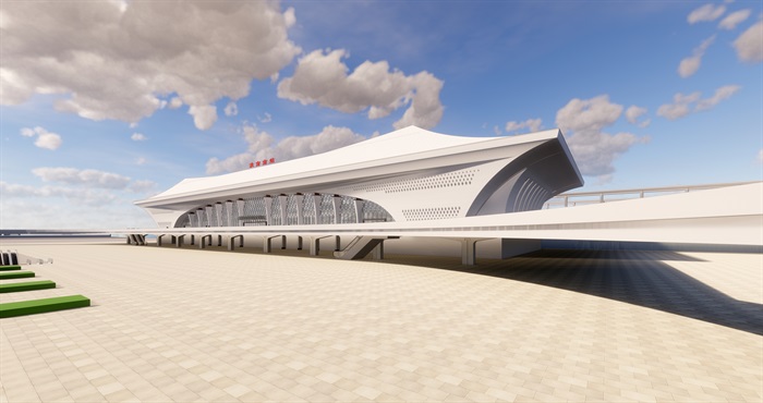 某高铁站建筑概念设计投标方案su精细模型(1)