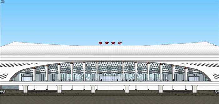 某高铁站建筑概念设计投标方案su精细模型(5)