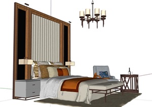 独特住宅卧室床详细设计SU(草图大师)模型