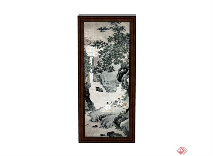 中式山水装饰画素材设计su模型