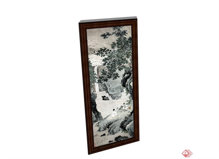 中式山水装饰画素材设计su模型