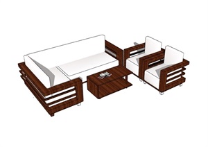某室内客厅沙发组合素材SU(草图大师)模型