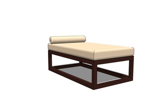 某中式室内客厅沙发坐凳组合SU(草图大师)模型