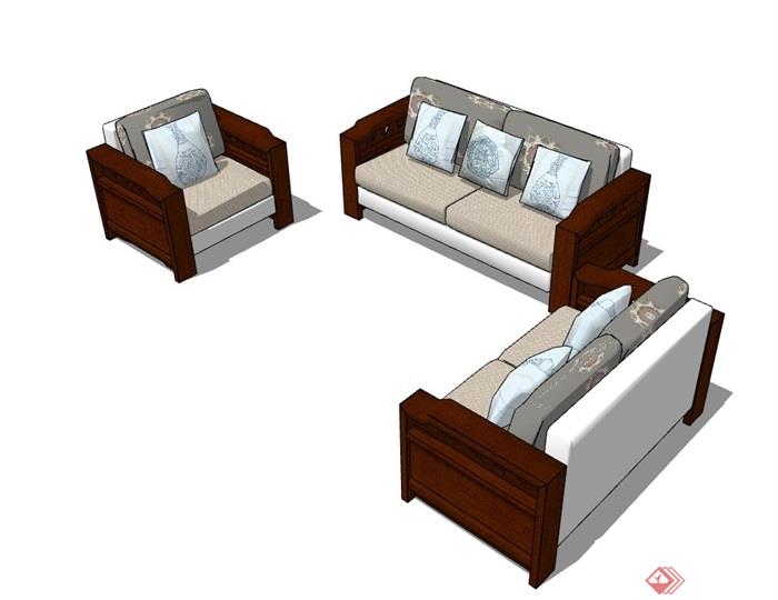 某室内客厅沙发组合沙发设计su模型