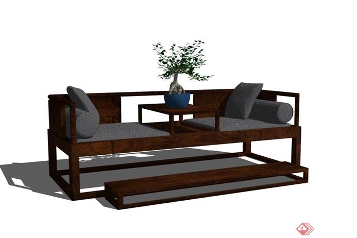 中式独特客厅沙发组合素材设计su模型