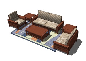 客厅沙发、桌椅素材设计SU(草图大师)模型