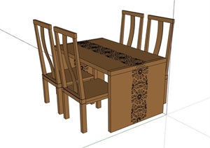 中式家具木质餐桌椅素材设计SU(草图大师)模型