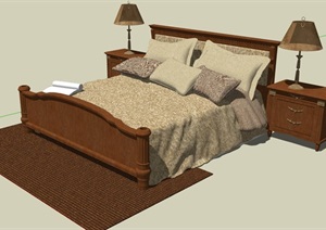 中式家具卧室床、柜素材设计SU(草图大师)模型