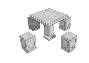 中式风格桌椅组合设计SU(草图大师)模型
