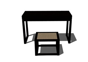 中式风格桌凳组合素材设计SU(草图大师)模型