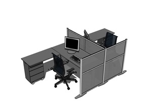 独特办公办公桌椅素材设计SU(草图大师)模型