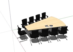 多人会议室办公桌椅完整详细SU(草图大师)模型