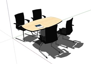 四人会议室办公桌椅SU(草图大师)模型