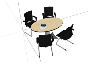 现代风格会议室办公桌椅SU(草图大师)模型