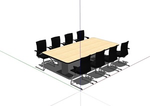 多人会议室办公桌椅组合设计SU(草图大师)模型