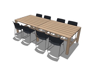 现代风格办公空间桌椅完整详细SU(草图大师)模型