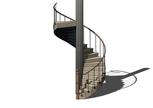 现代室内详细的完整楼梯素材设计SU(草图大师)模型