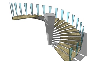现代详细的完整楼梯素材设计SU(草图大师)模型