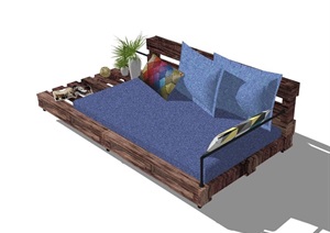 现代独特客厅沙发素材设计SU(草图大师)模型