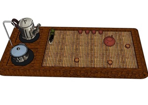 多种不同的木质茶桌素材设计SU(草图大师)模型