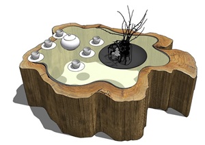 多种不同的木质茶几桌子素材设计SU(草图大师)模型