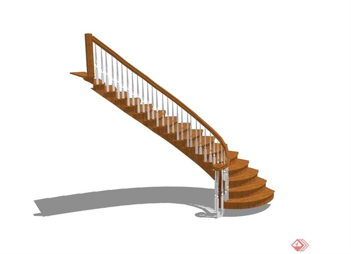 室内欧式详细的完整楼梯设计su模型