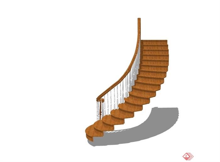 室内欧式详细的完整楼梯设计su模型