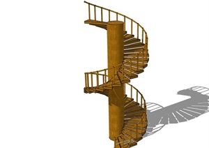 中式风格室内详细的完整楼梯设计SU(草图大师)模型