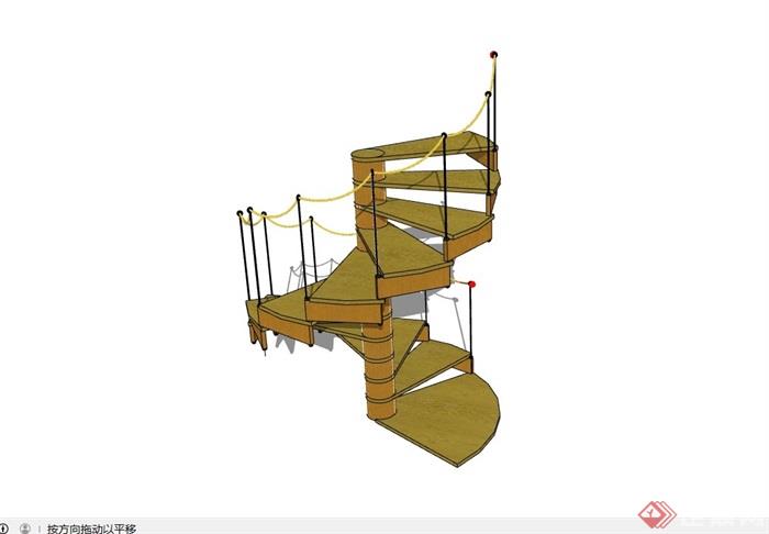 现代室内详细的完整楼梯设计su模型