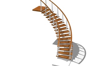 现代室内详细的完整楼梯设计SU(草图大师)模型