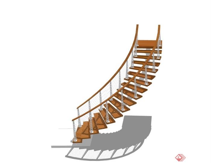 现代室内详细的完整楼梯设计su模型