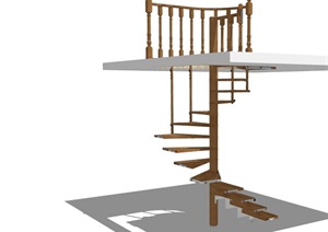 旋转完整楼梯设计SU(草图大师)模型