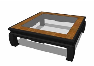 某中式风格木质茶桌家具素材设计SU(草图大师)模型