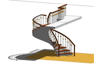 室内完整的楼梯完整素材设计SU(草图大师)模型