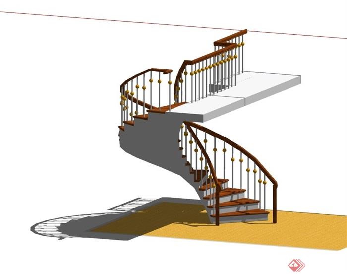 室内完整的楼梯完整素材设计su模型