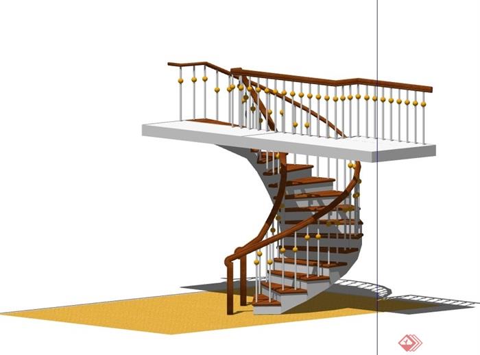 室内完整的楼梯完整素材设计su模型