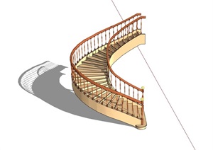 某现代室内完整的楼梯素材设计SU(草图大师)模型