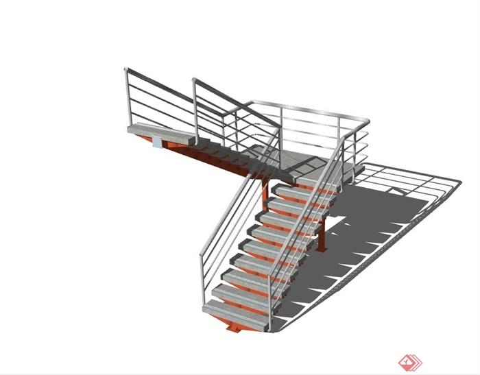 室内完整的楼梯节点素材设计su模型