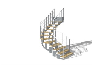 某现代室内详细的旋转楼梯素材设计SU(草图大师)模型