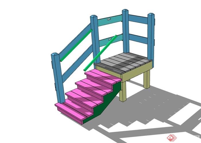 某现代室内简单楼梯素材设计su模型