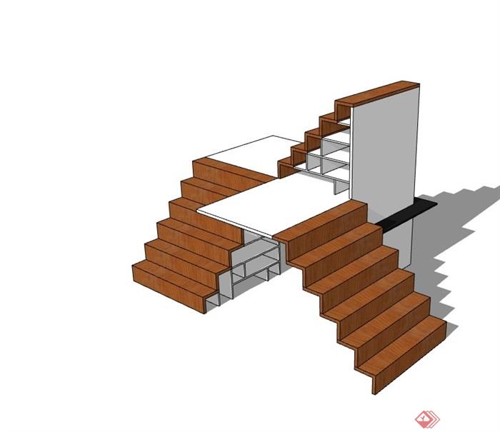 某现代室内楼梯素材节点设计su模型