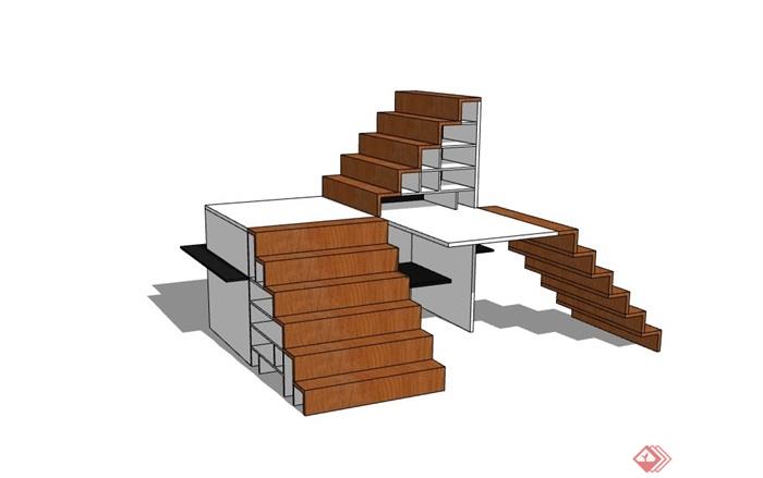 某现代室内楼梯素材节点设计su模型