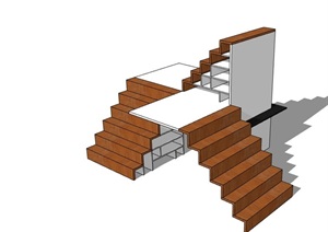某现代室内楼梯素材节点设计SU(草图大师)模型
