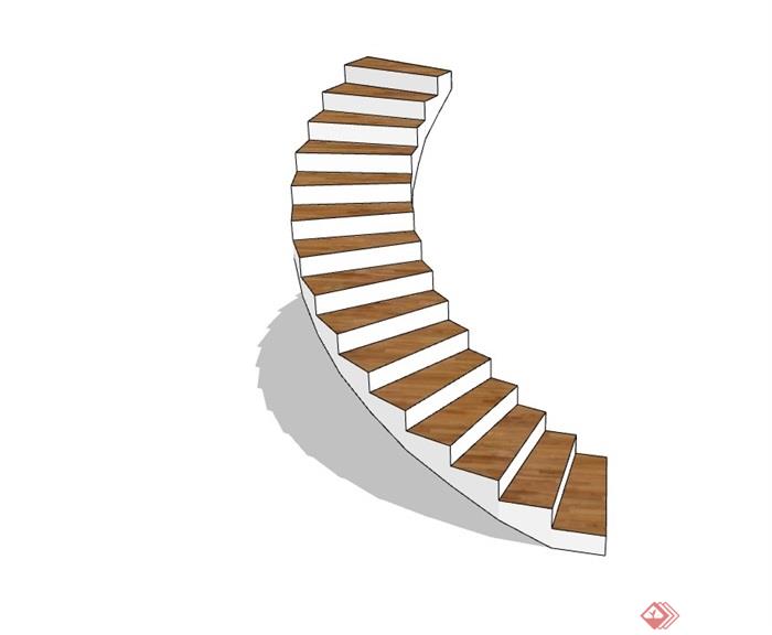 某现代旋转楼梯素材设计su模型